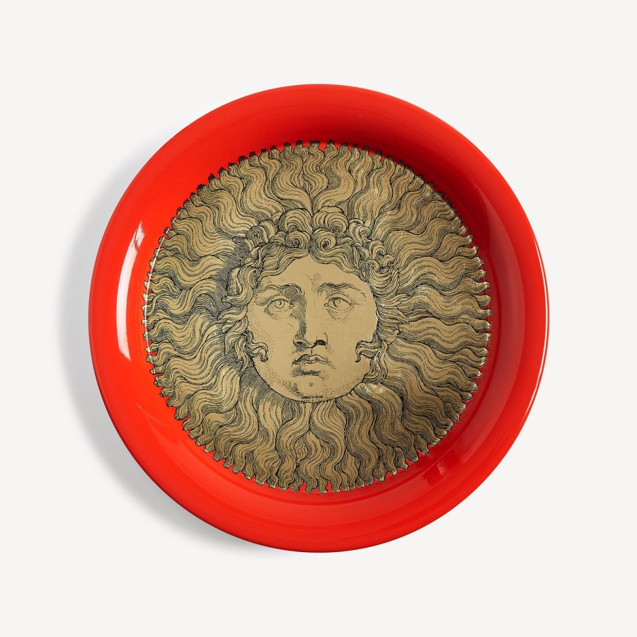 Fornasetti Vassoio Re Sole Bianco/Nero/Rosso Vassoi E Pliants Decorativi