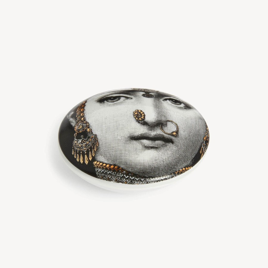 Fornasetti Scatola Rotonda Tema E Variazioni N.228 Bianco/Nero/Oro Piccoli Contenitori