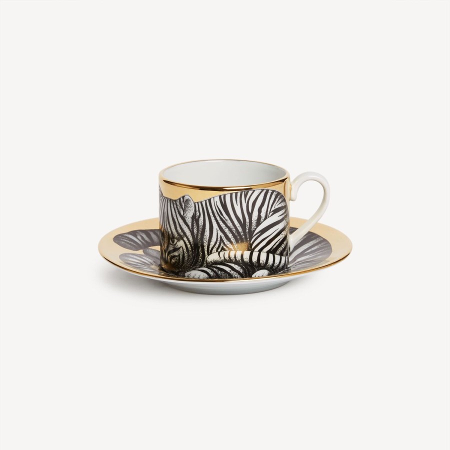 Fornasetti Tazza Te Alta Fedelta Tigrato Bianco/Nero/Oro Set Da Te E Caffe