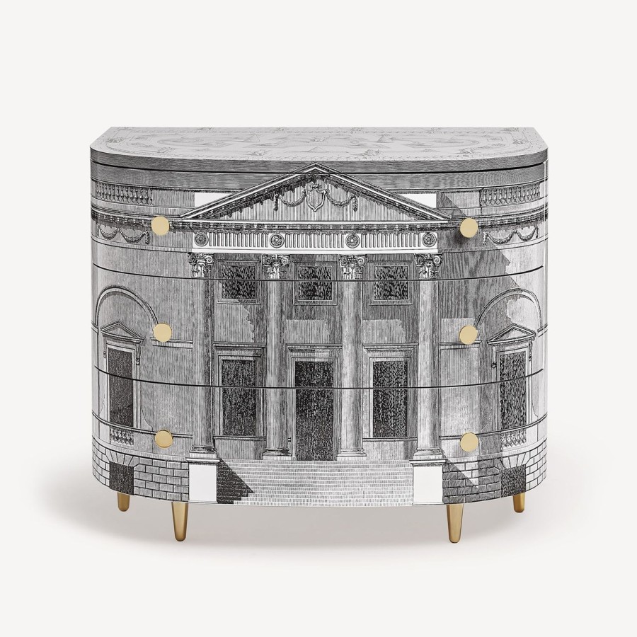 Fornasetti Cassettiera Curva Palladiana Bianco Nero Cassettiera