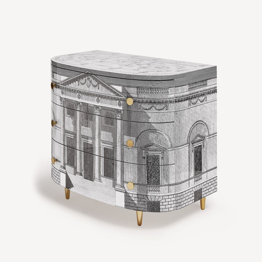 Fornasetti Cassettiera Curva Palladiana Bianco Nero Cassettiera