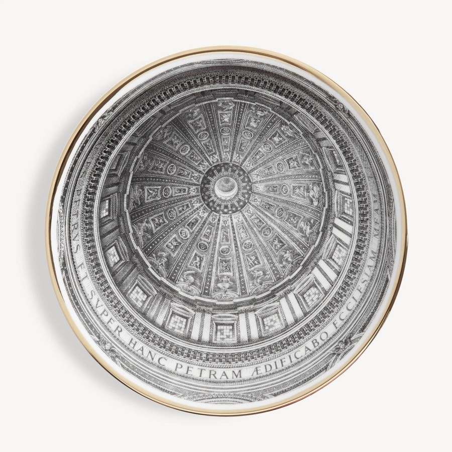 Fornasetti Piatto Cupola San Pietro Bianco/Nero/Oro Piatti Decorativi