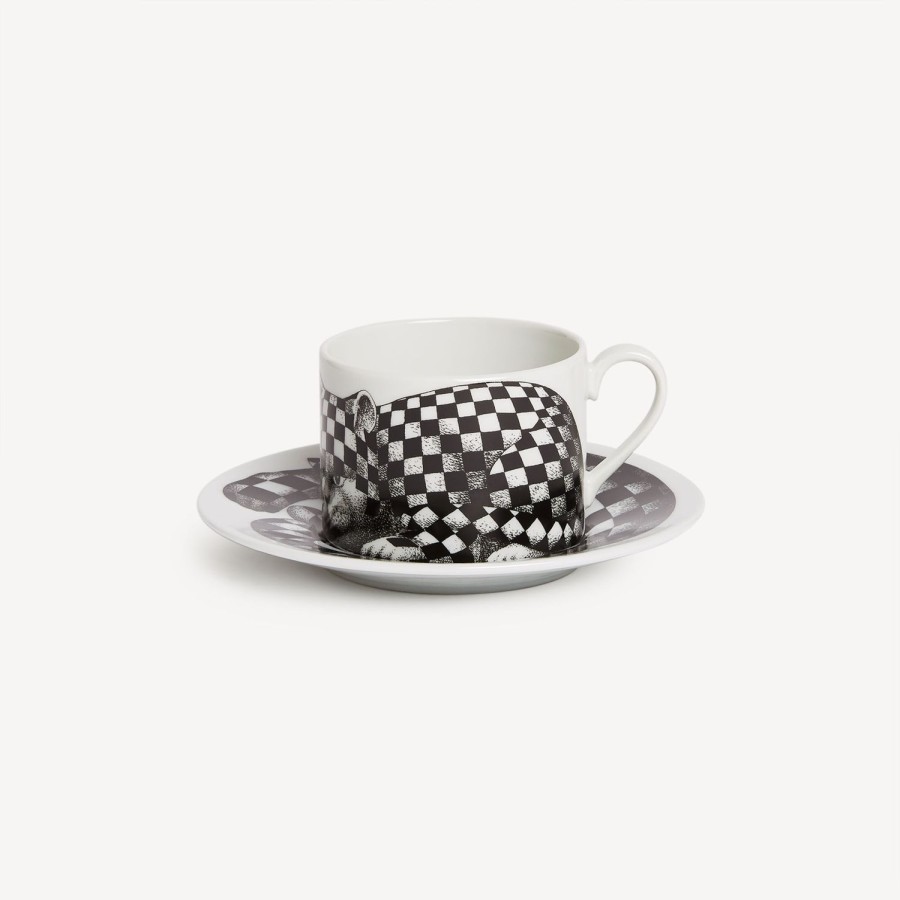 Fornasetti Tazza Te Alta Fedelta Quadretato Bianco Nero Set Da Te E Caffe