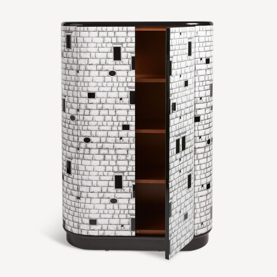 Fornasetti Cabinet Curvo Architettura Bianco Nero Armadi Curvi