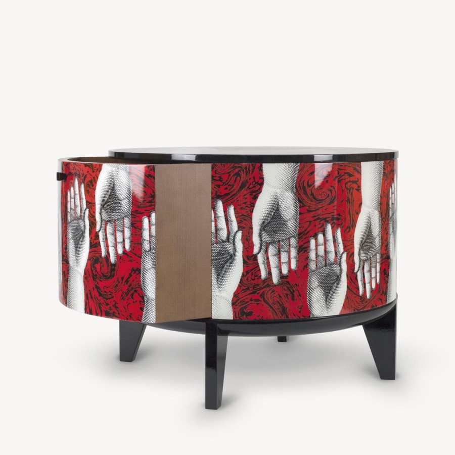 Fornasetti Tavolo Tamburo Don Giovanni Bianco/Nero/Rosso Tabelle