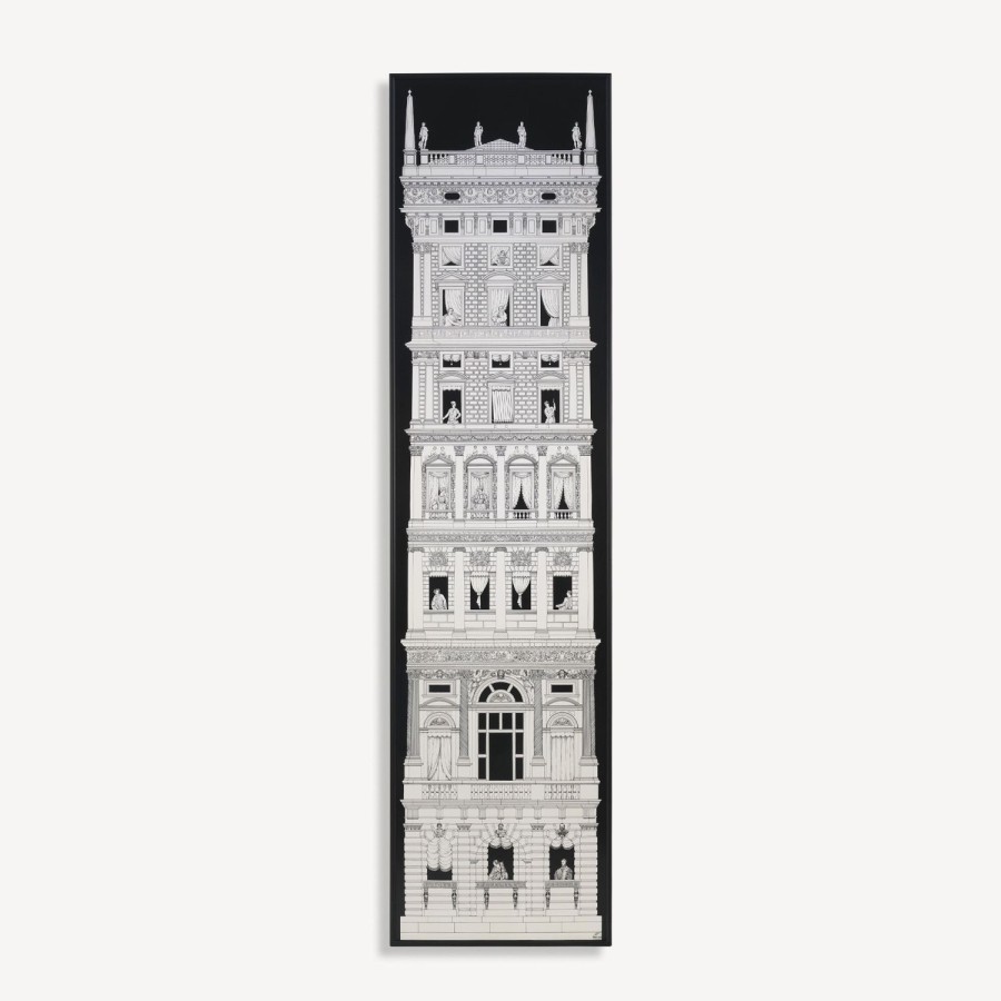 Fornasetti Pannello Grattacielo Rinascimentale Bianco Nero Pannelli Decorativi