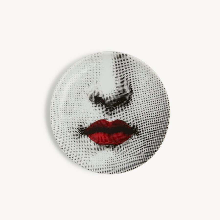 Fornasetti Sottobicchiere Red Lips - Tema E Variazioni N.397 Bianco/Nero/Rosso Bicchieri E Sottobicchieri