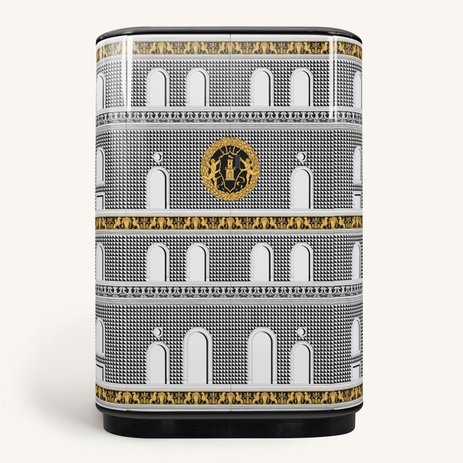 Fornasetti Mobile Curvo Facciata Quattrocentesca Bianco/Nero/Giallo Armadi Curvi