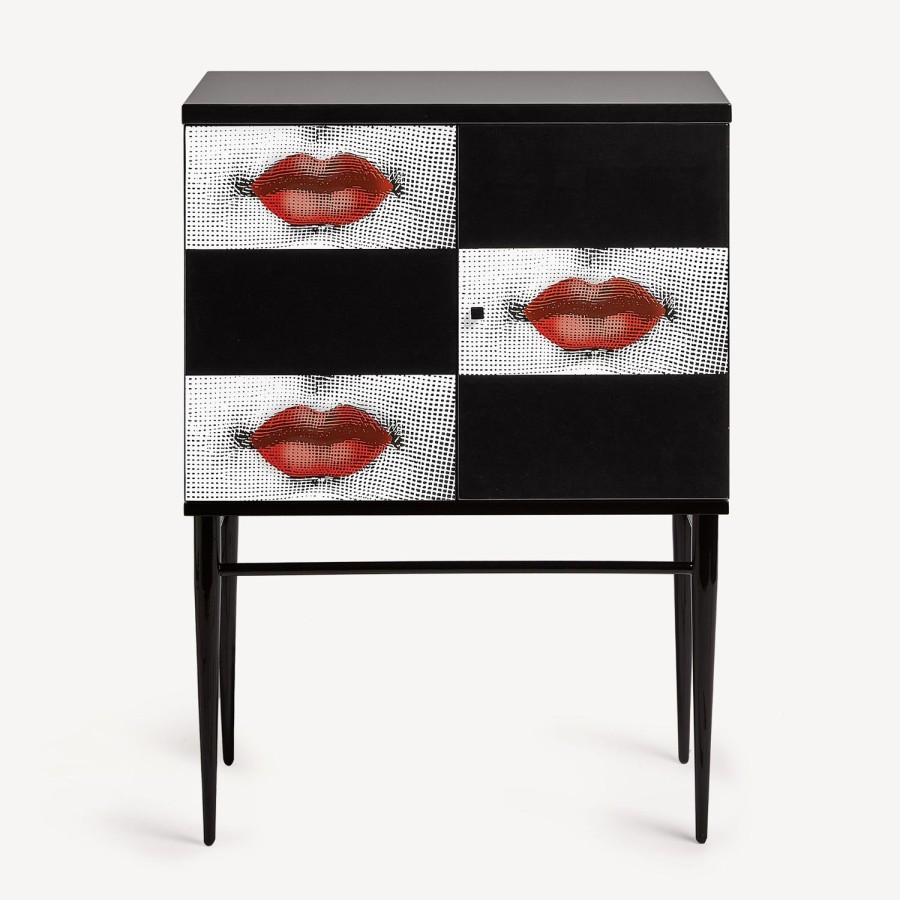 Fornasetti Madia Piccola Rialzata Kiss Bianco/Nero/Rosso Armadietti