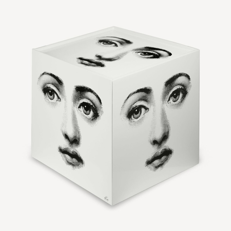 Fornasetti Cubo Con Cassetto Viso Bianco Nero Armadietti