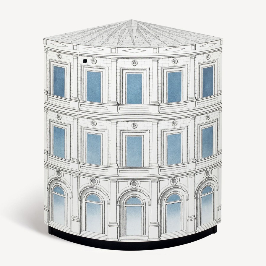 Fornasetti Mobile Ad Angolo Architettura Celeste Bianco/Nero/Azzurro Armadietti