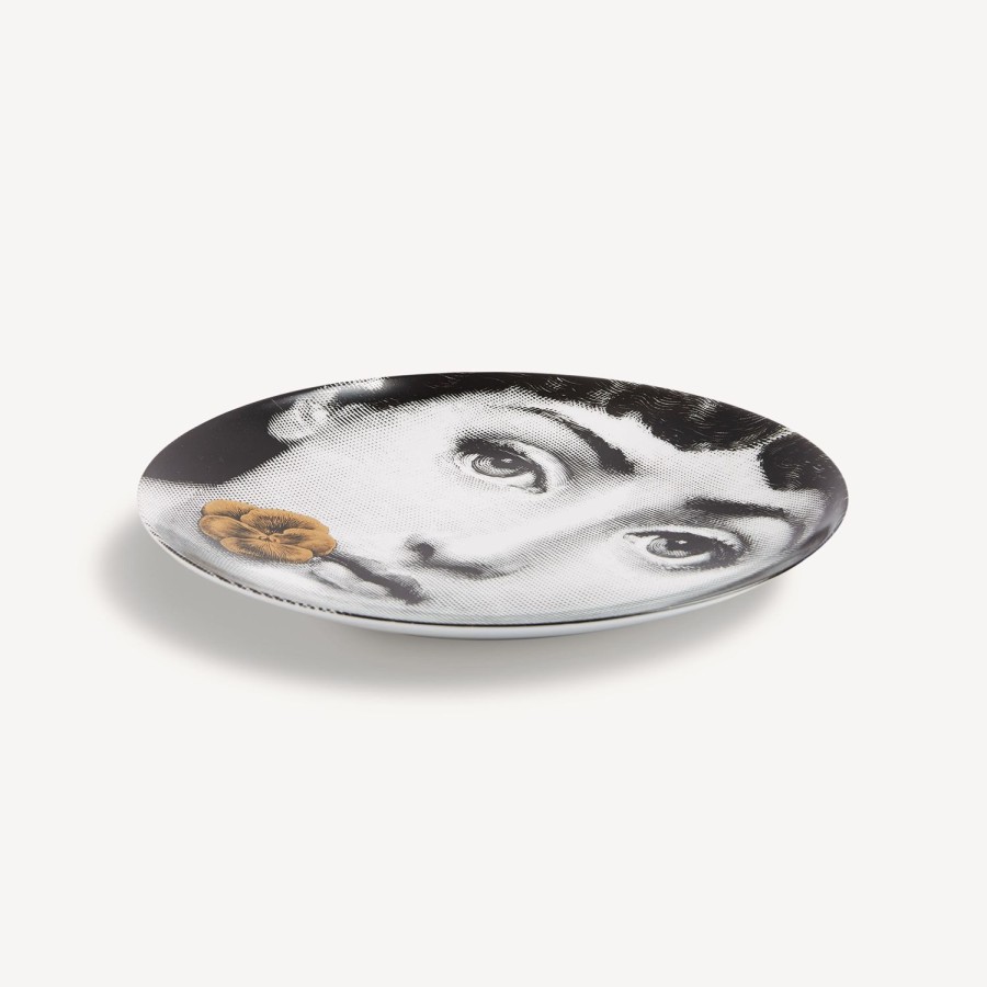 Fornasetti Piatto Da Muro Tema E Variazioni N.137 Bianco/Nero/Oro Fiori