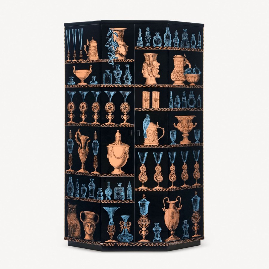 Fornasetti Mobile Bar Curvo Poliedrico Vasi Multicolore Armadi Curvi