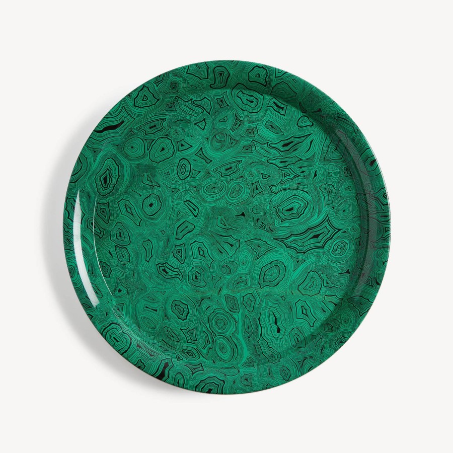 Fornasetti Vassoio Verde Malachite Verde/Nero Vassoi E Pliants Decorativi