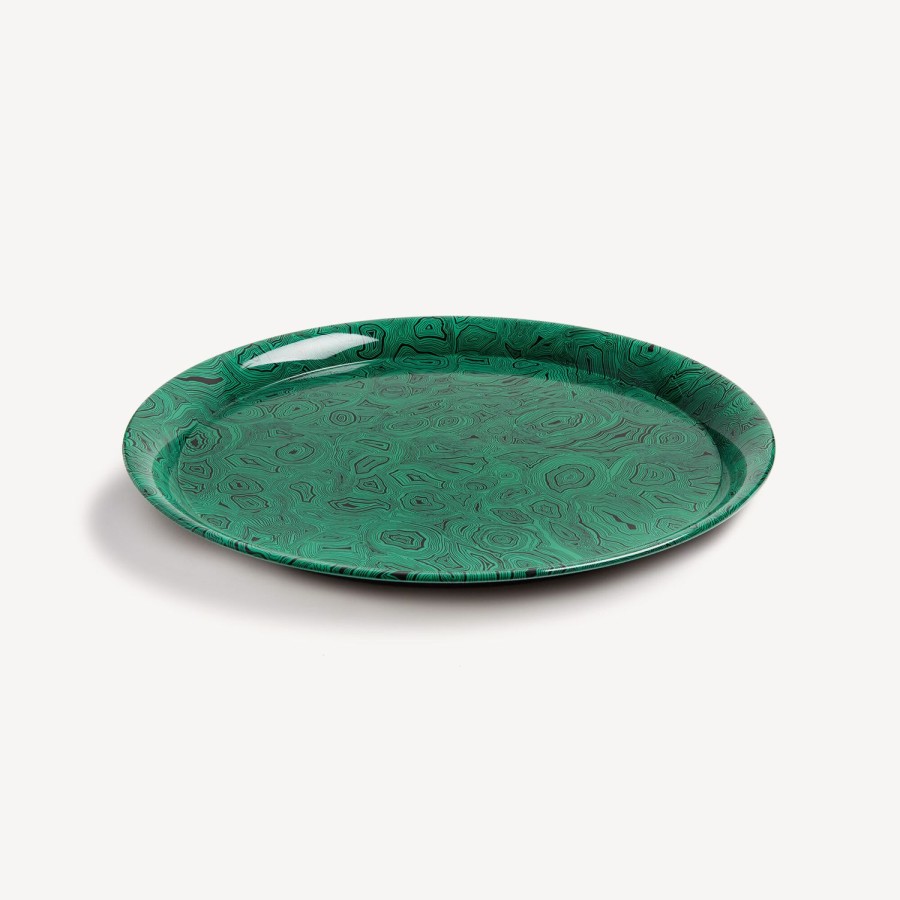 Fornasetti Vassoio Verde Malachite Verde/Nero Vassoi E Pliants Decorativi