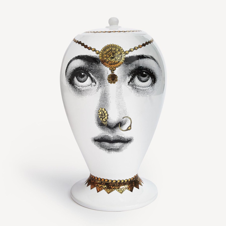 Fornasetti Vaso Bollywood Bianco/Nero/Oro Vasi