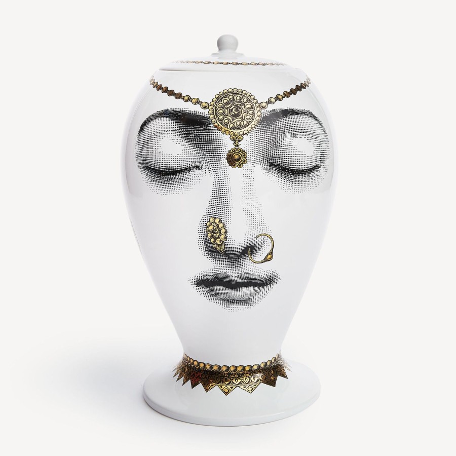 Fornasetti Vaso Bollywood Bianco/Nero/Oro Vasi