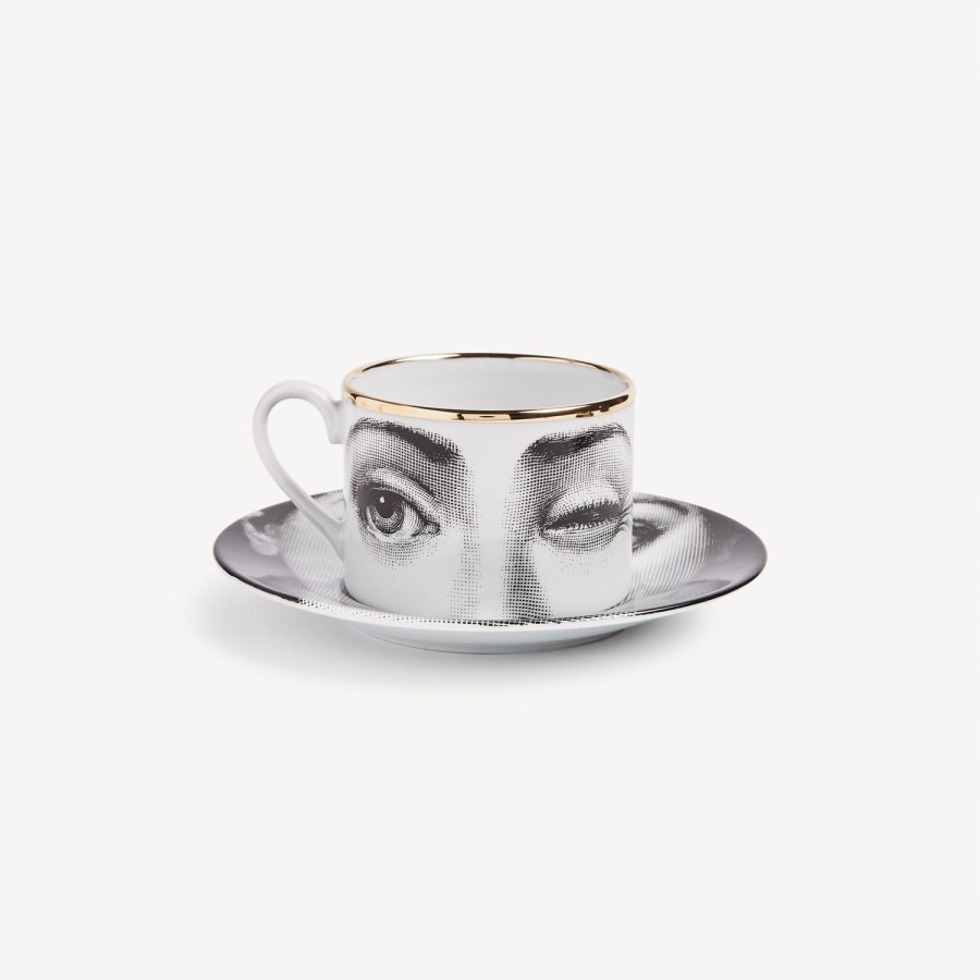 Fornasetti Tazza Da Te Tema E Variazioni L'Antipatico Bianco/Nero/Oro Set Da Te E Caffe