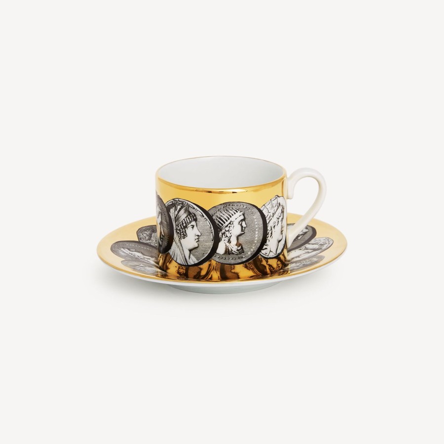 Fornasetti Tazza Da Te Cammei Bianco/Nero/Oro Set Da Te E Caffe