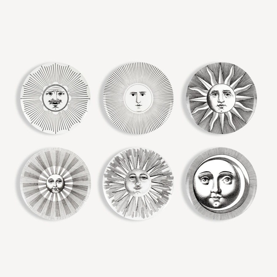 Fornasetti Set 6 Piatti Soli E Lune Bianco Nero Piatti Decorativi