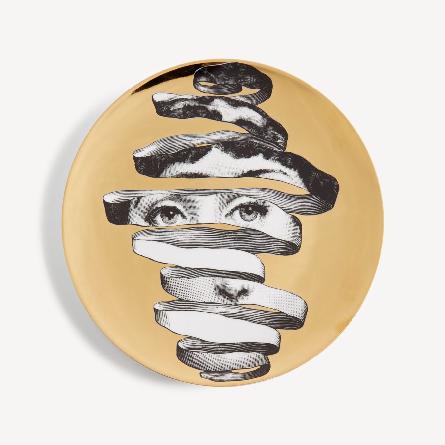 Fornasetti Piatto Da Muro Tema E Variazioni N.297 Bianco/Nero/Oro Surrealismo