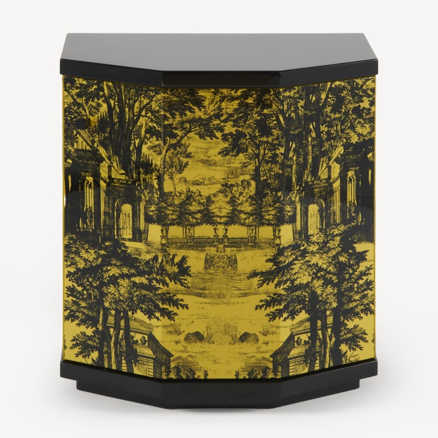 Fornasetti Comodino Poliedrico Giardino Settecentesco Nero Giallo Armadietti