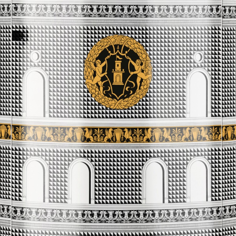 Fornasetti Consolle Alta Facciata Quattrocentesca Bianco/Nero/Giallo Console Di Archiviazione