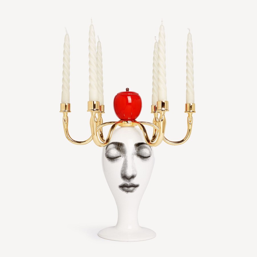 Fornasetti Candelabro Sul Tardi - Decoro Peccato Originale - Fragranza Frutto Proibito Multicolore Candele Profumate