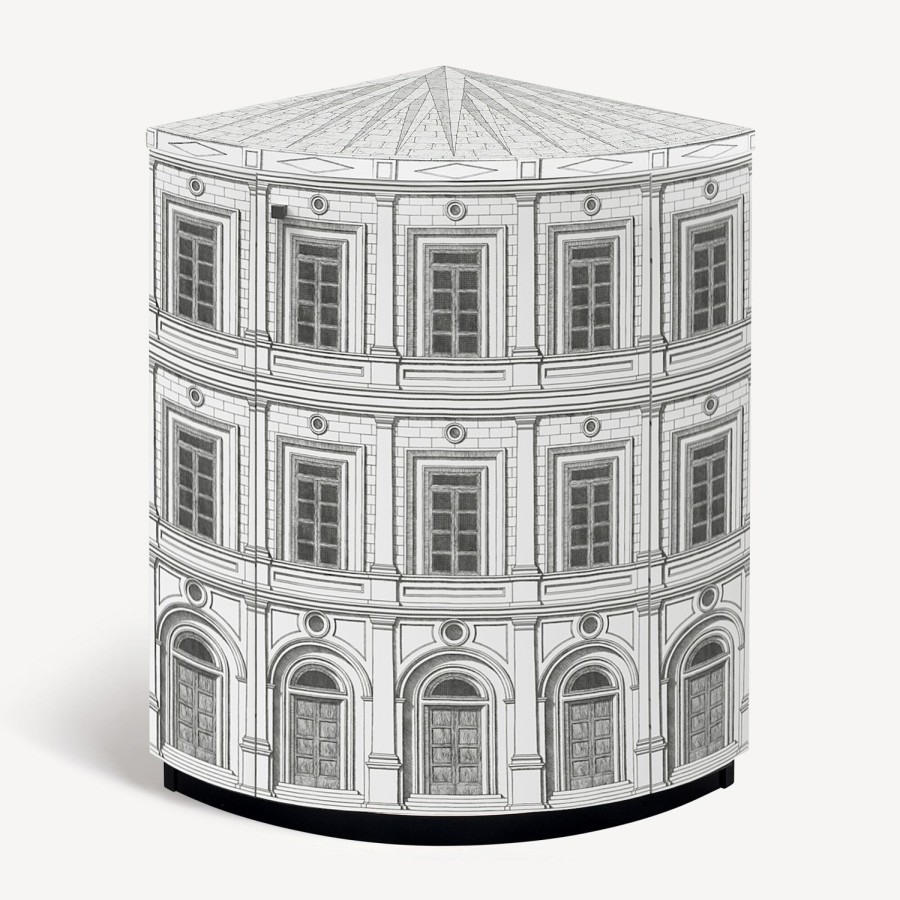 Fornasetti Mobile Ad Angolo Architettura Bianco Nero Armadietti