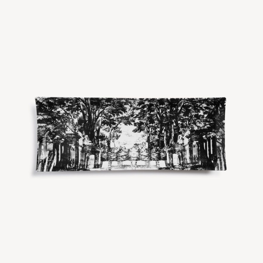 Fornasetti Vassoio Rettangolare Giardino Settecentesco Bianco Nero Vassoi Decorativi