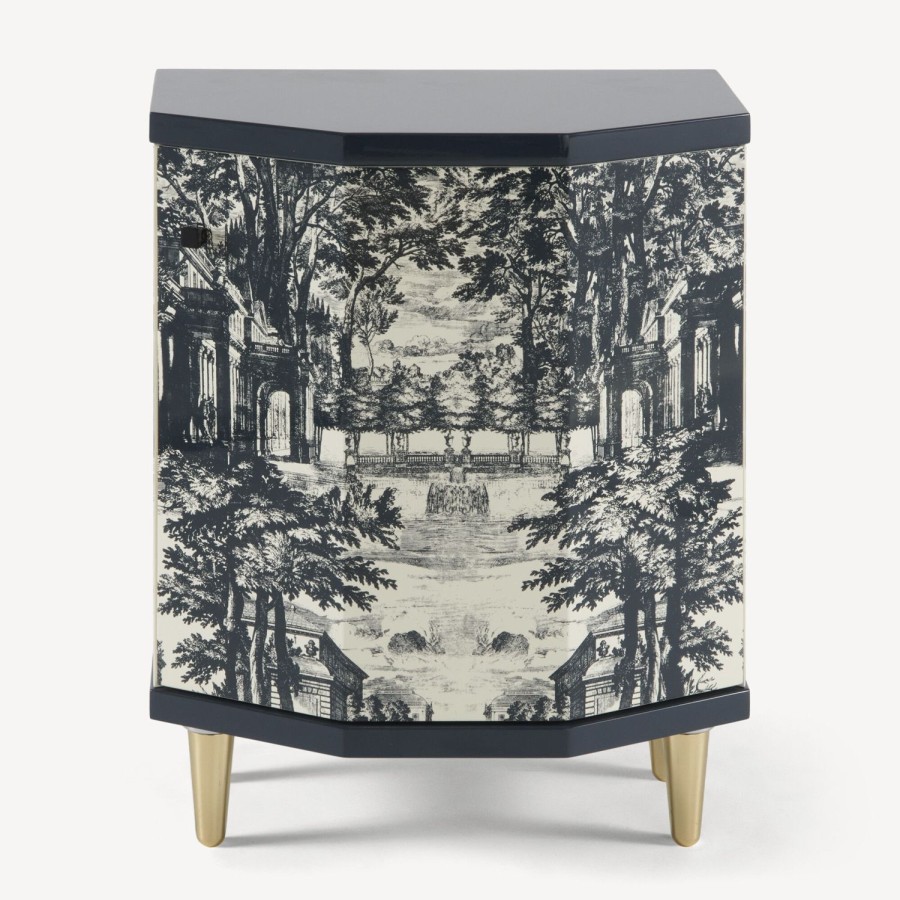 Fornasetti Comodino Poliedrico Giardino Settecentesco Blu/Avorio Armadietti