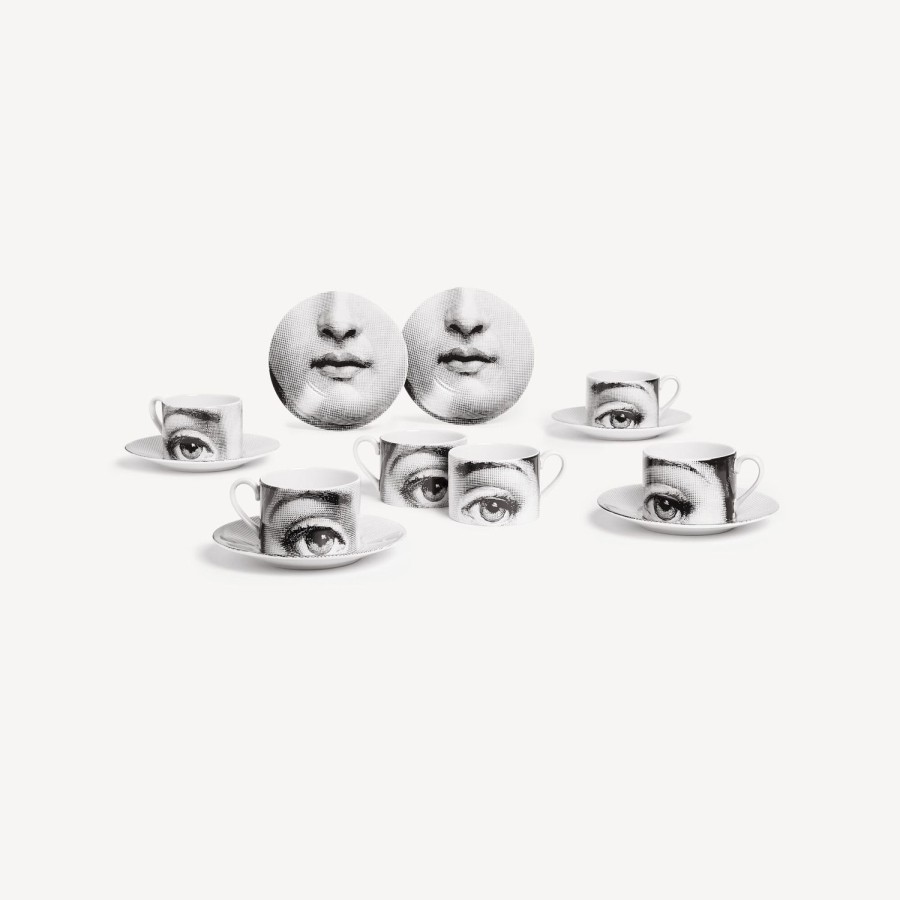 Fornasetti Set 6 Tazze Da Te Tema E Variazioni N.1 Bianco Nero Set Da Te E Caffe