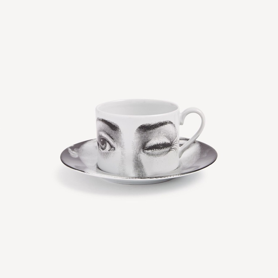 Fornasetti Tazza Da Te Tema E Variazioni L'Antipatico Bianco Nero Set Da Te E Caffe