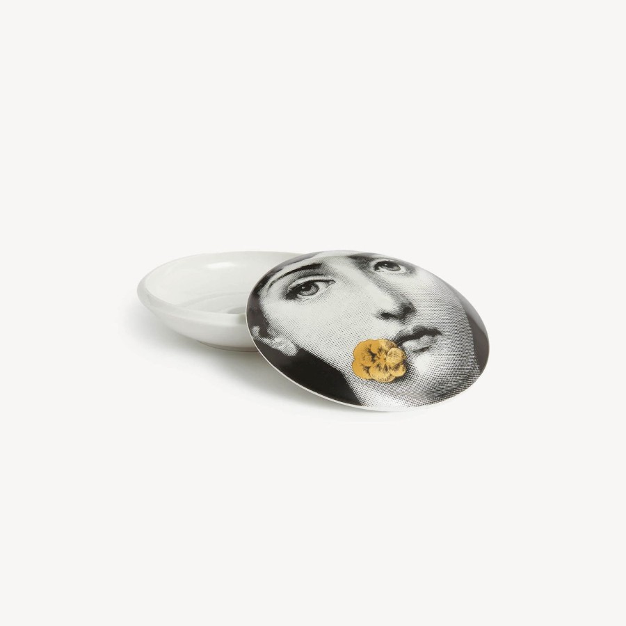 Fornasetti Scatola Rotonda Tema E Variazioni N.137 Bianco/Nero/Oro Piccoli Contenitori