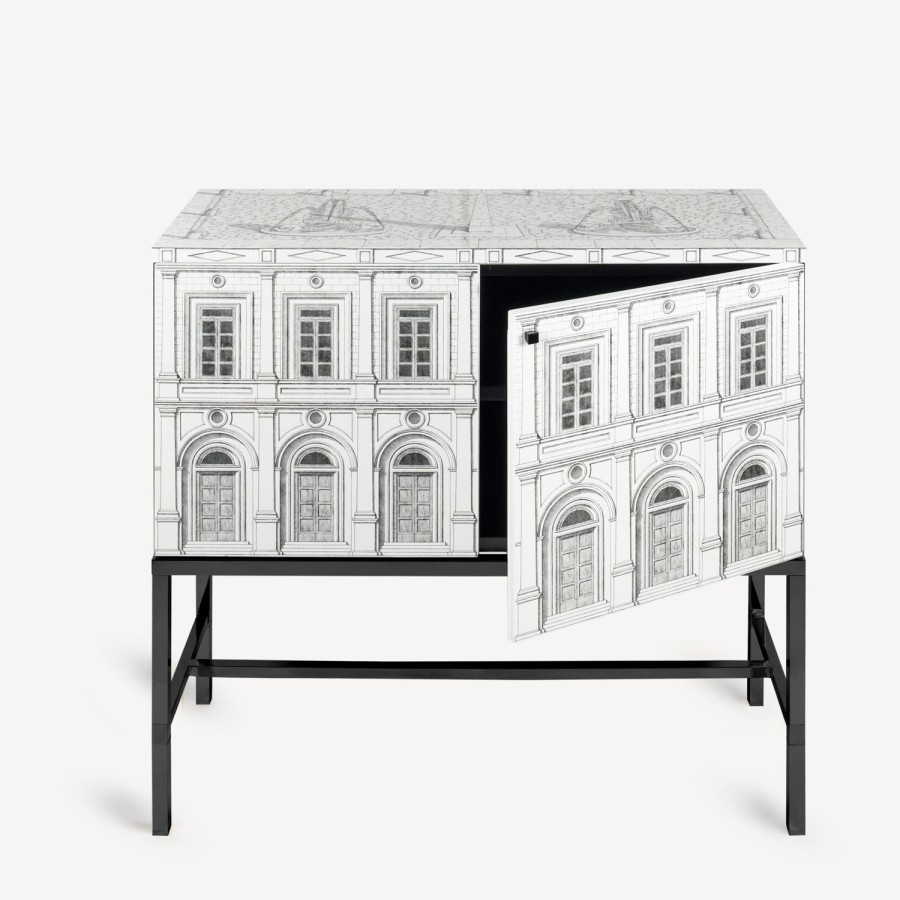 Fornasetti Gabinetto Architettura Rialzato Bianco Nero Armadietti